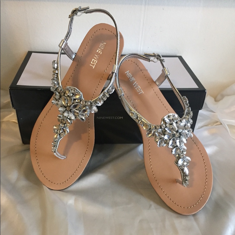 Nine West silver crystal sandals